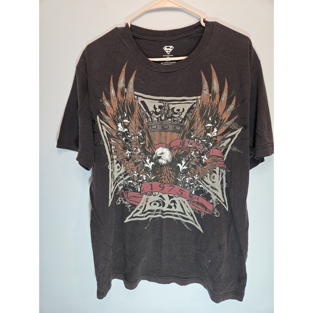 DC Comics Adult Large American Eagle Motif Black Retro Tshirt